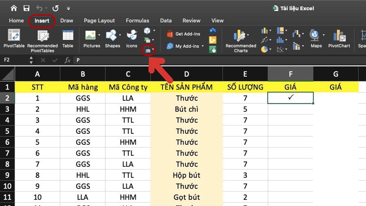  Chụp ảnh màn hình trong Excel: