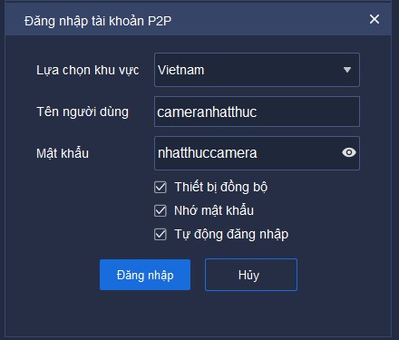 Cấu hình camera với giao thức Cloud P2P