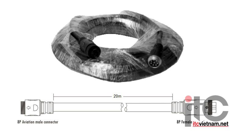 Dây nối dài 20m 2 đầu giắc đực, giắc cái, 8 lõi ITC TS-20L