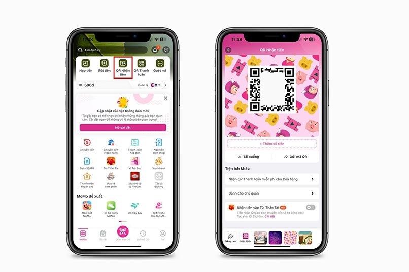 Ví MoMo tích hợp tiện ích QR nhận tiền nhanh chóng