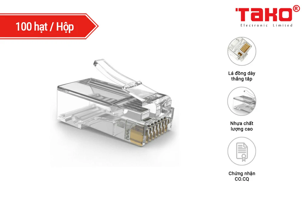 Hạt mạng RJ45 Cat 5e AMTAKO 50P