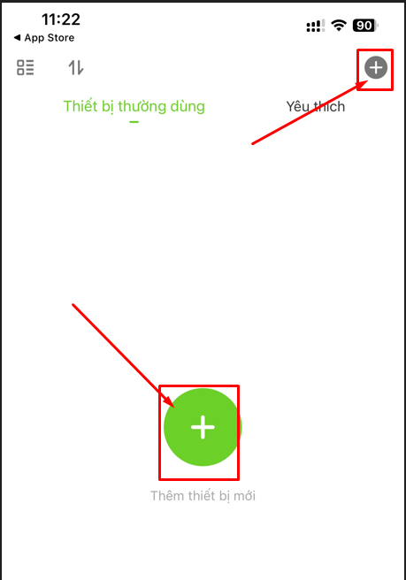 Chọn dấu cộng để thêm mới thiết bị