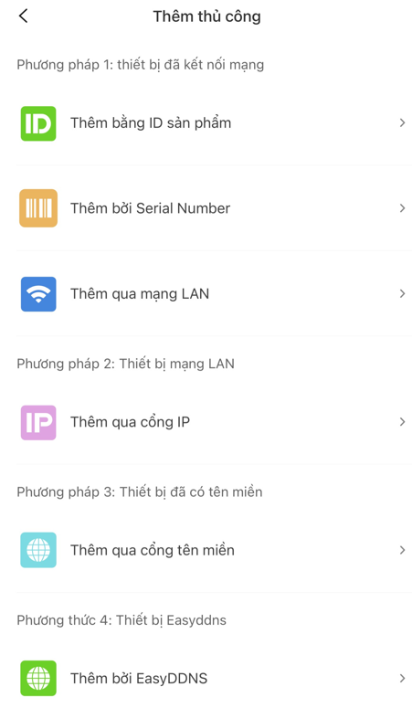 Các lựa chọn phương pháp thêm thủ công