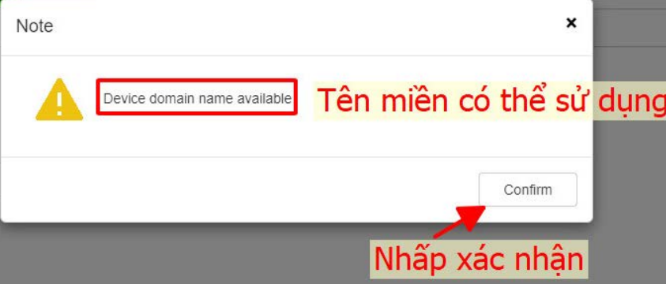 Thông báo tên miền Easy DDNS khả dụng