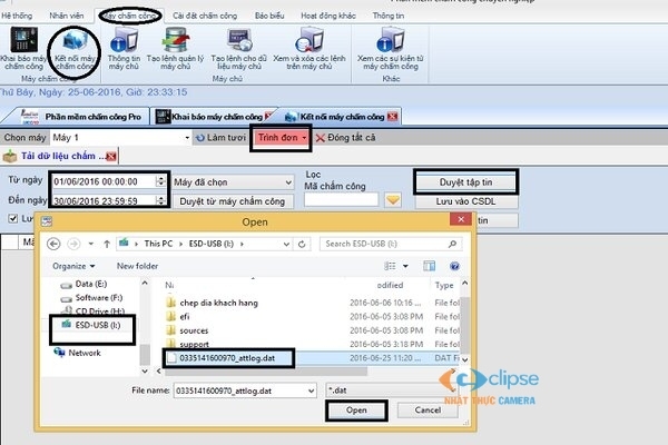 lấy dữ liệu từ máy chấm công qua usb