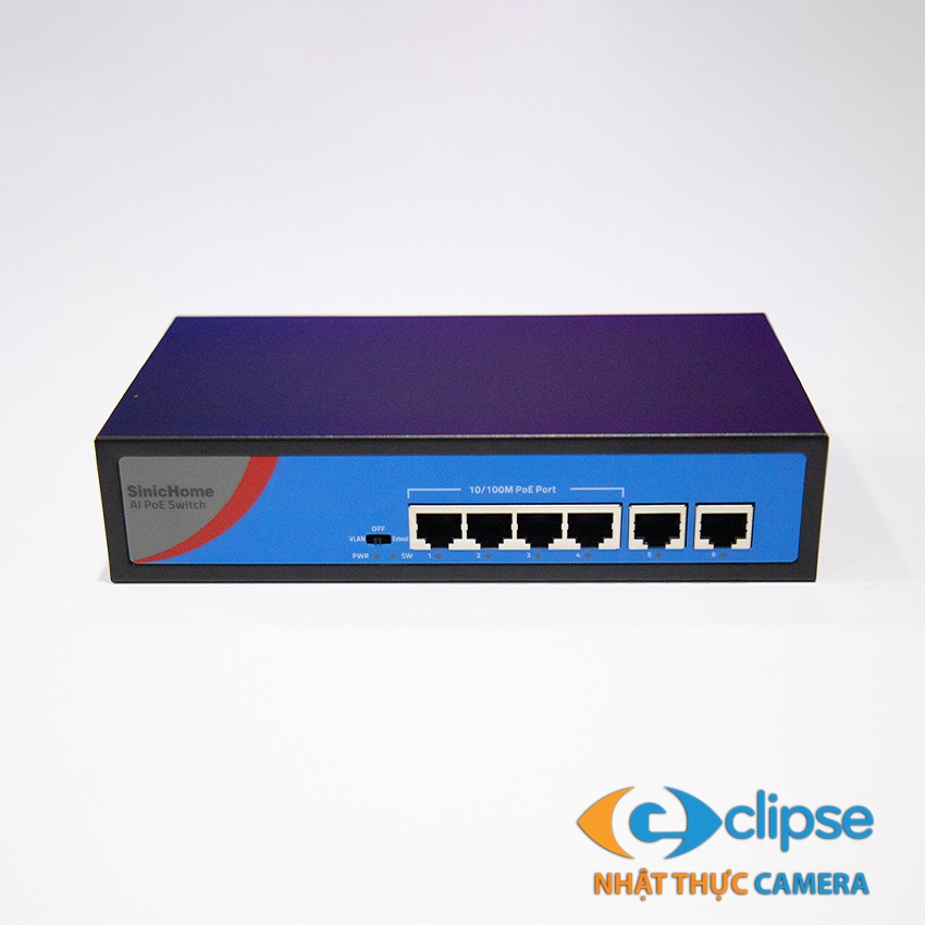 Switch mạng 4 cổng PoE SinicHomeSN-2104POE-Blue