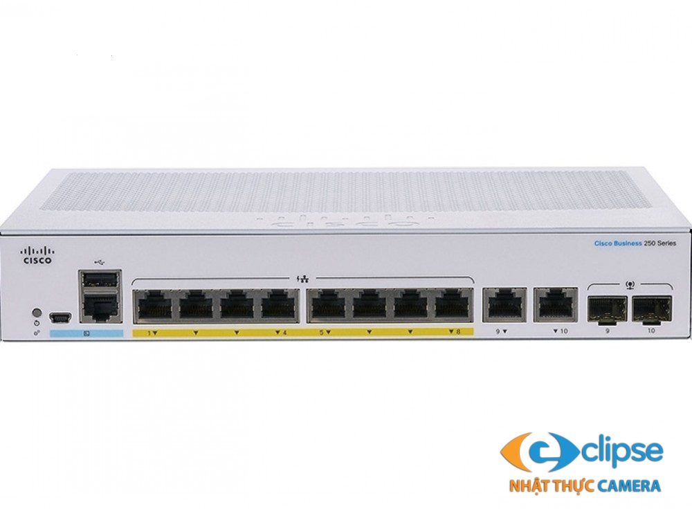 Switch PoE 8 cổng CISCO CBS250-8PP-E-2G-EU