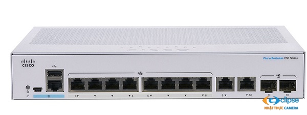 Switch PoE 8 cổng CISCO CBS250-8T-E-2G-EU