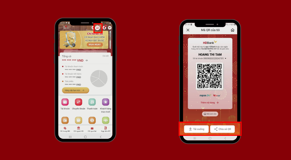 Hướng dẫn tạo mã QR theo số tài khoản ngân hàng trên app Mobile Banking