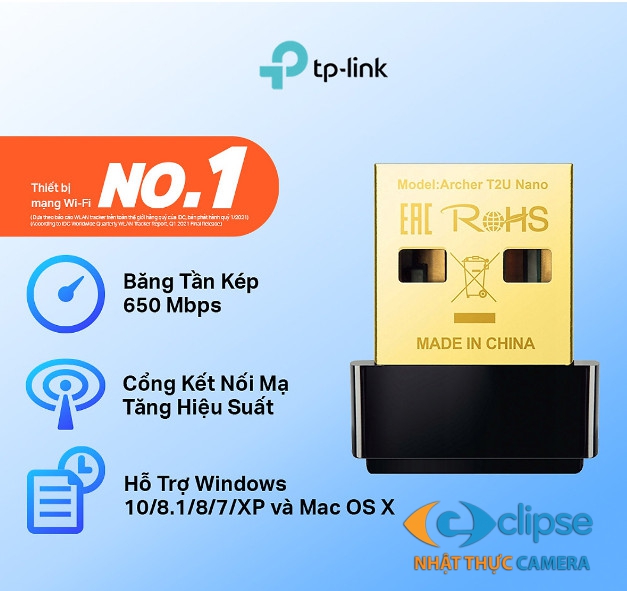 USB Thu sóng WiFi Tp Link Archer T2U Nano