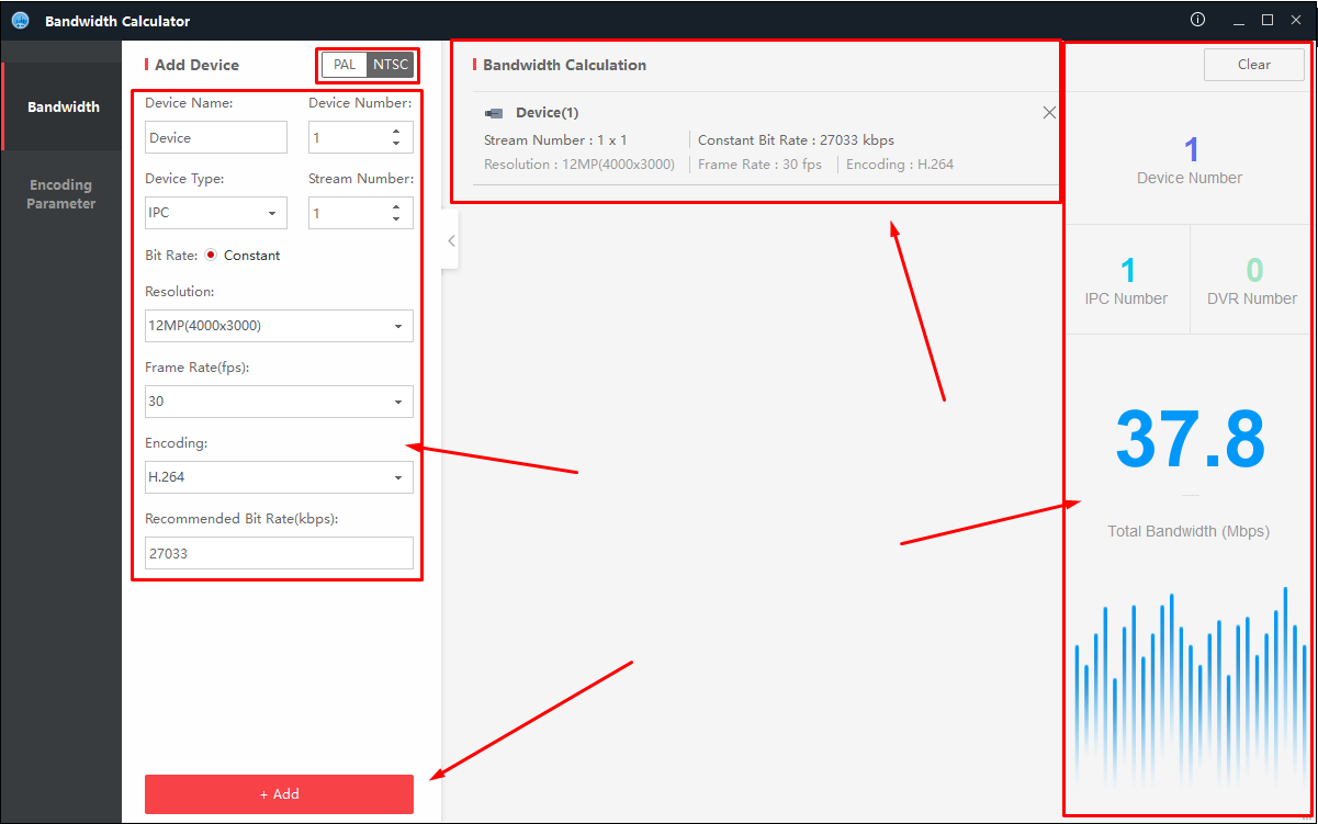 Phần mềm tính băng thông camera, dvr, nrv Bandwidth Calculator