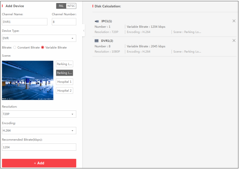 Phần mềm tính băng thông camera, dvr, nrv Bandwidth Calculator