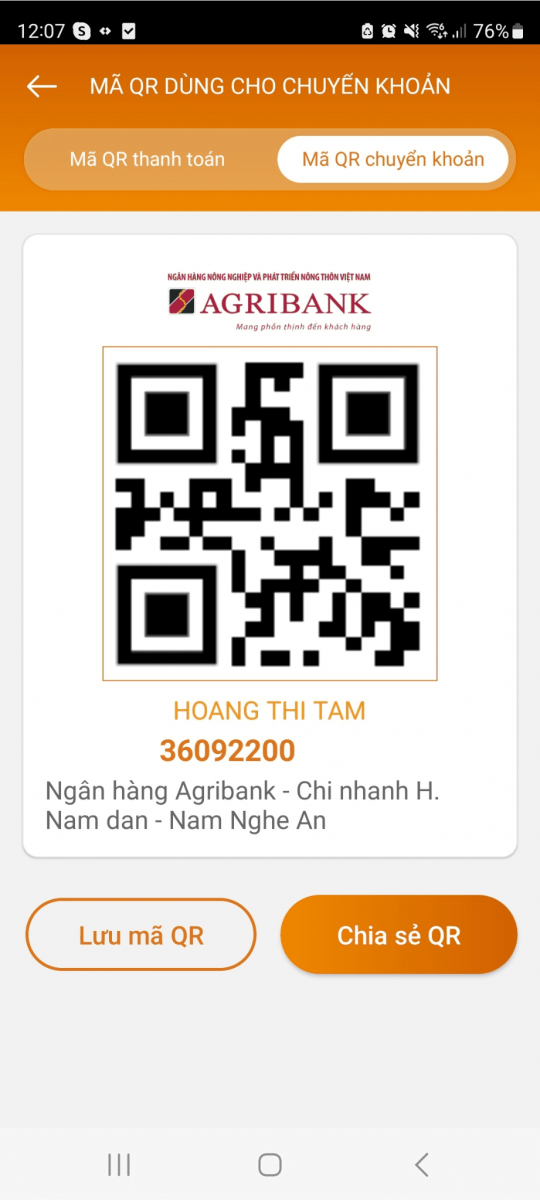 Các bước tạo mã QR code tài khoản ngân hàng Agribank