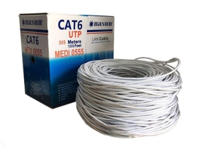 Dây mạng Nasun Cat6 UTP MEDI-0555, CCA, Trắng, 305m/Cuộn