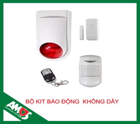 Bộ kit báo động không dây hú còi và đèn chớp Amos