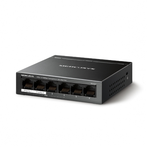 Switch Mercusys MS106LP, 4-Port PoE+, 2-Port Uplink