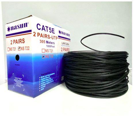 Dây mạng Nasun Cat5e NS-723, CCA, Thép gia cường, 305m/Cuộn